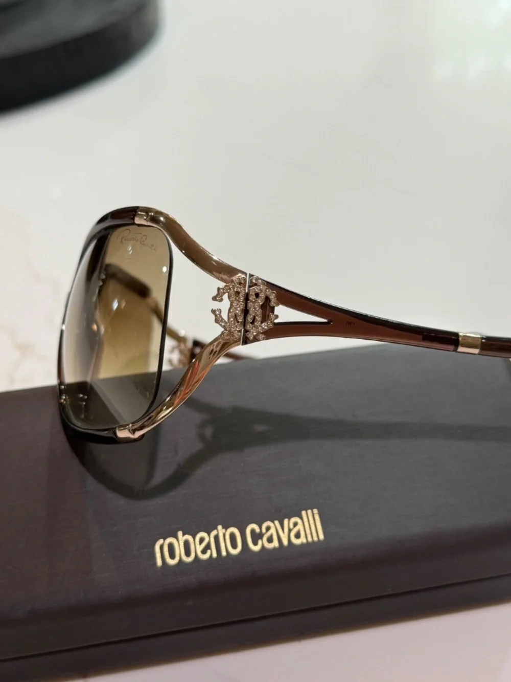 Roberto Cavalli Oversized Gradient Sunglasses | Brown Gold | Case Included
